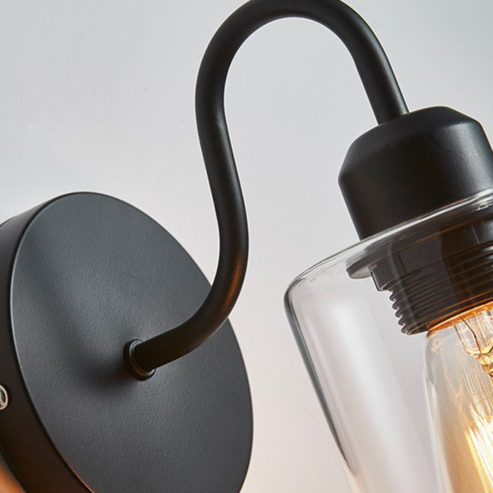 Silva Applique Murale Cylindre Rétro, Métal/Verre, Noir, Chambre - Neutralighting