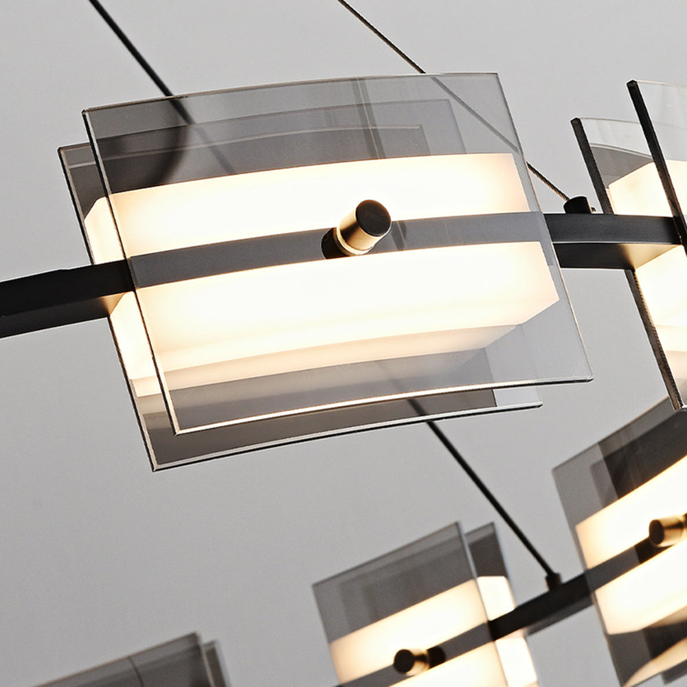 Arisha Suspension Anneau Simple, Cuivre/Verre, Noir/Or, Salon/Chambre - Neutralighting