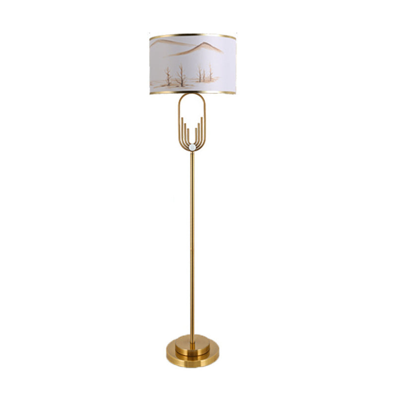 Mira Lampe de Table/Lampadaire Paysage Moderne, Métal/Tissu, Or, Salon - Neutralighting