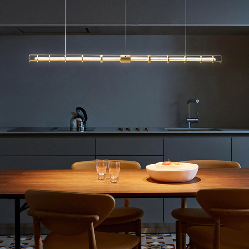 Ray Suspension Linéaire Moderne, Métal/Verre, Doré, Salon - Neutralighting