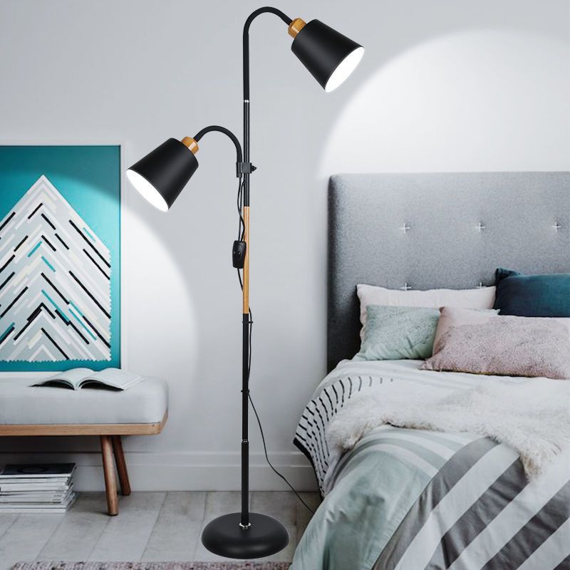 Tiffany Lampadaire Cylindre Moderne, Métal, Noir/Blanc, Salon - Neutralighting