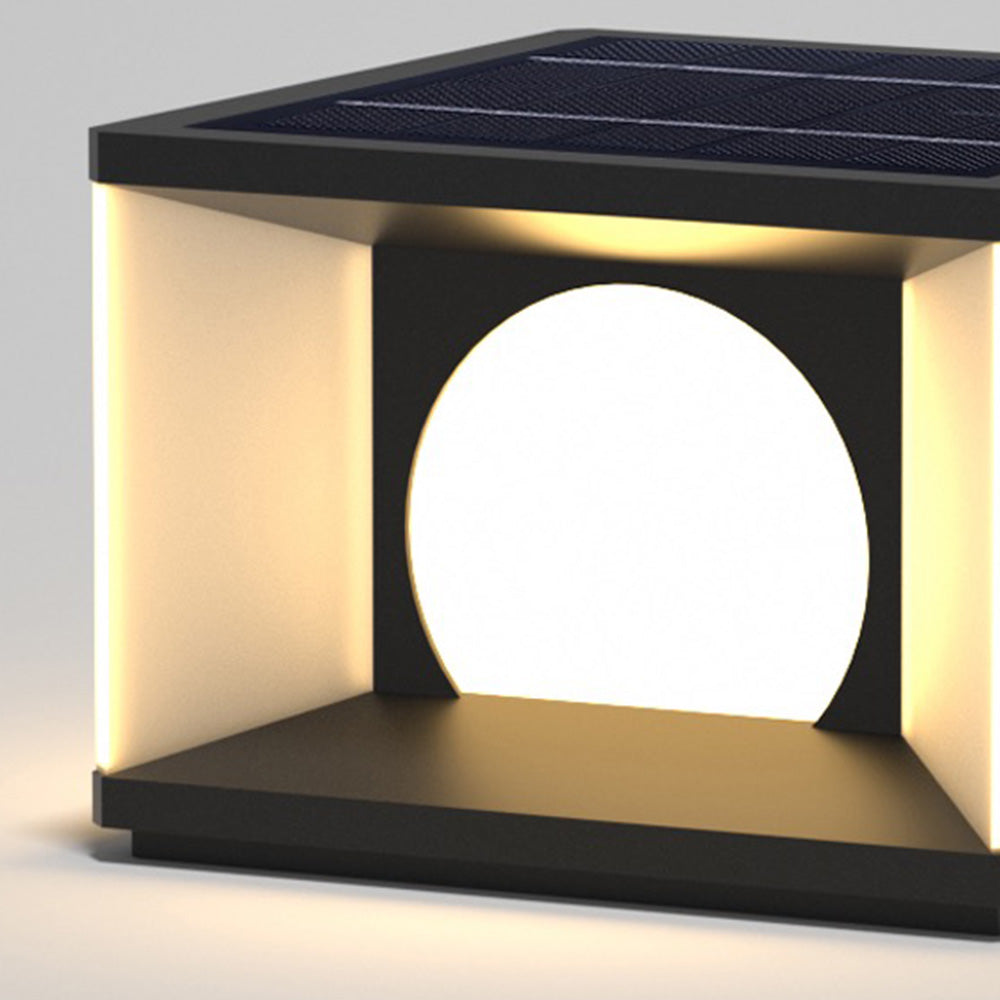 Ray Lampe Solaire Pilier Moderne, Métal, Noir, Allée, Câble Solaire