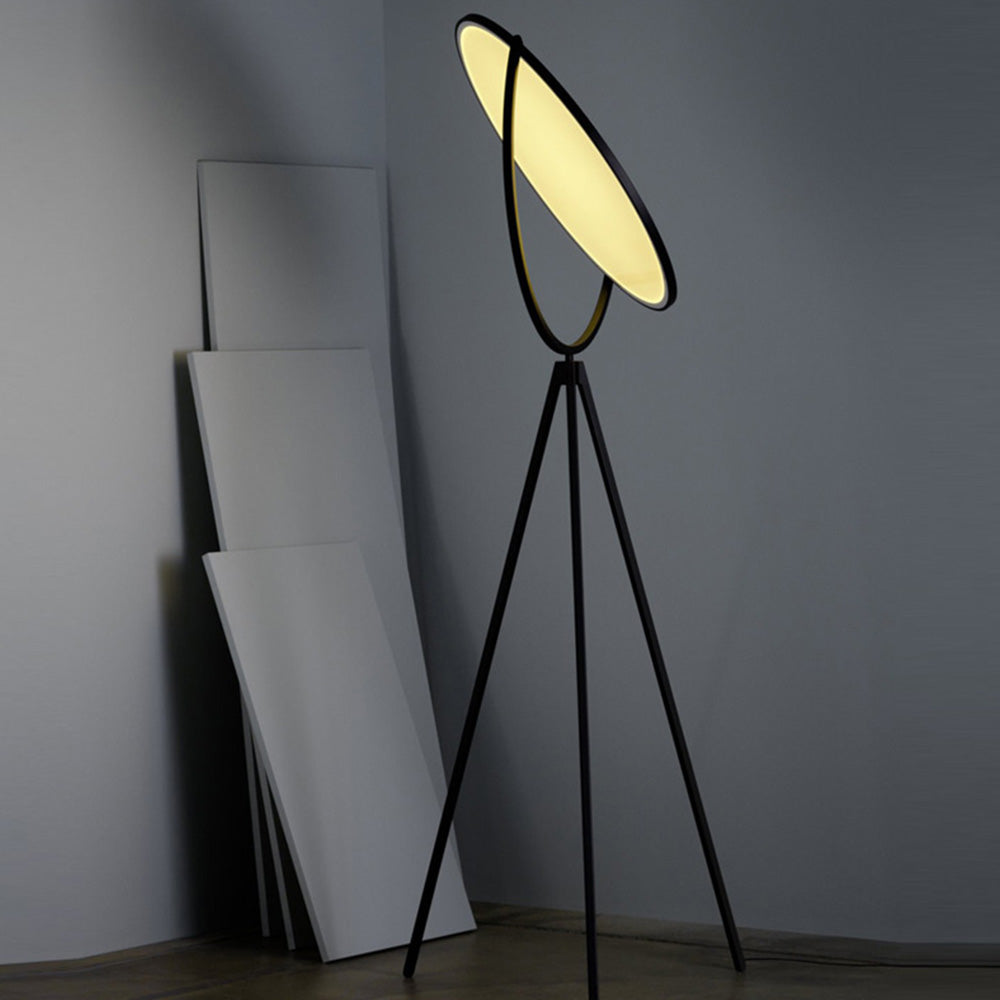 Mira Design Simple Lampadaire Rond Moderne Métal Noir/Blanc Salon