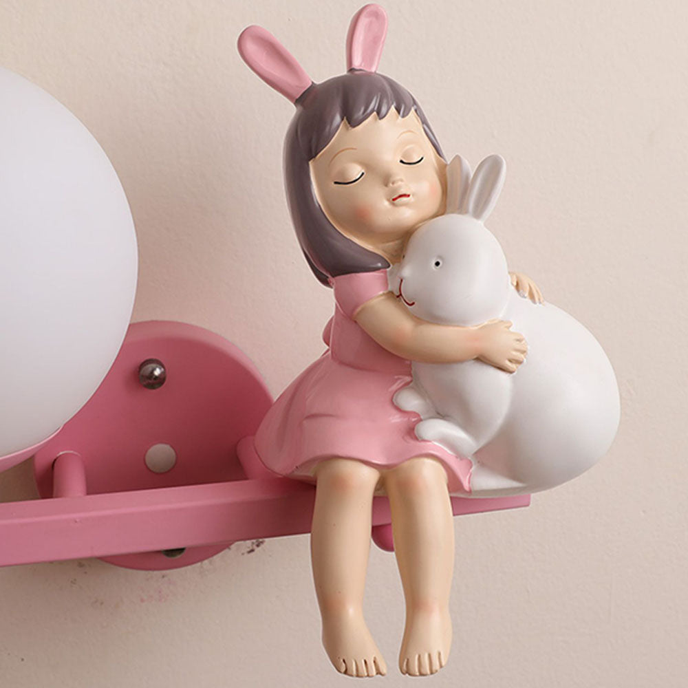 Aria Applique Murale Boule Moderne, Métal/Verre, Rose/Blanc, Chambre d'enfants - Neutralighting