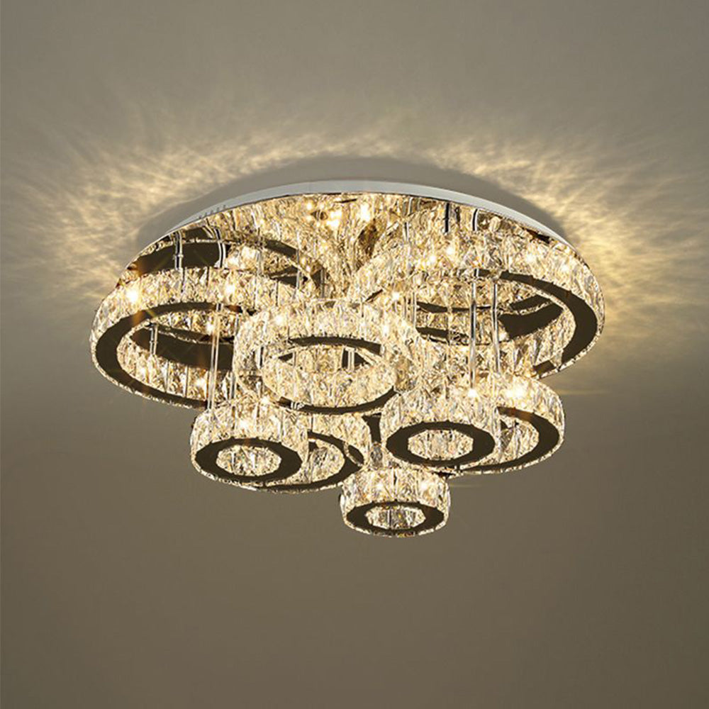 Kristy Design Italien LED Plafonnier Anneau Moderne Métal/Cristal Or Chambre à Coucher/Salle à Manger - Neutralighting