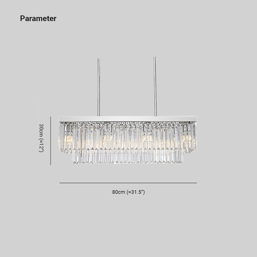 Kristy Design Luminaires Suspensions Rectangulaire Contemporain Métal/Cristal Blanc Salle à Manger/Salon - Neutralighting