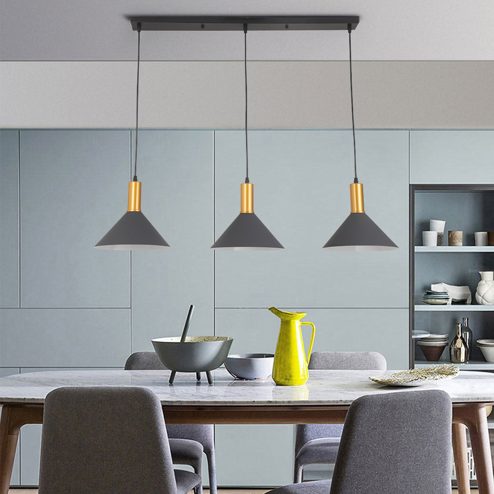 Arisha Suspension Luminaire 3 Lampes Design Italien Métal Verre Vert Grisâtre Salon/Salle à Manger