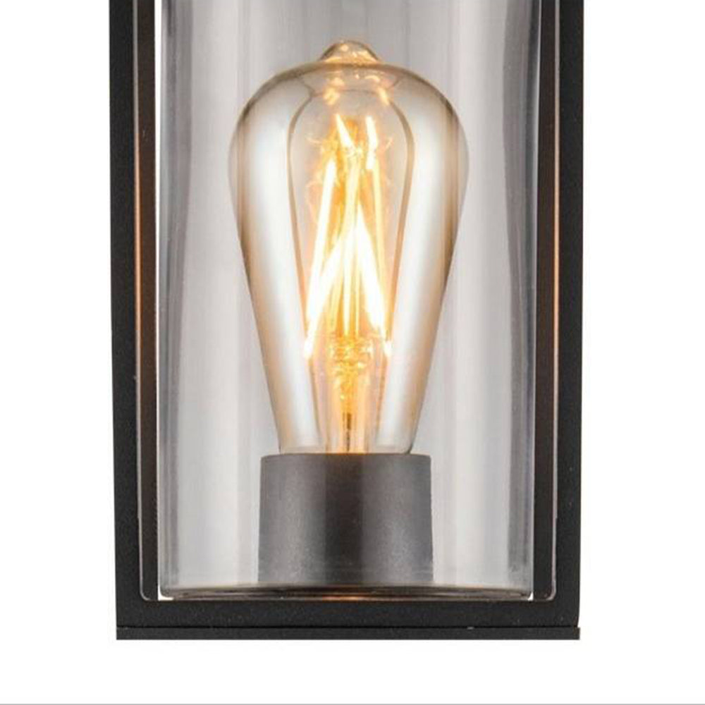 Ray Borne Extérieure Rectangulaire Moderne, Métal/Verre, Noir, Allée