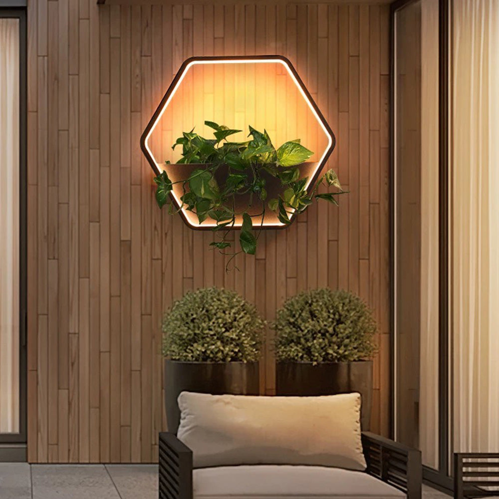 Ray Applique Murale Extérieure Hexagone Nordique, Métal, Noir, Clôture