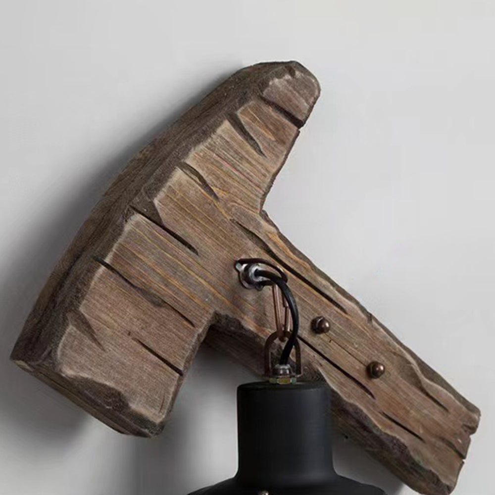 Epoch Applique Murale en Forme de Marteau, Bois et Métal, 30x40CM