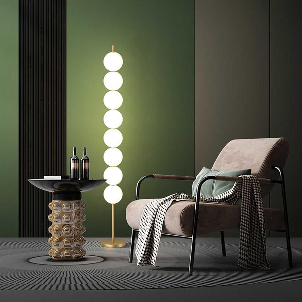 Valentina Design Lampadaire Globe Moderne Métal Laiton/Blanc Salon - Neutralighting