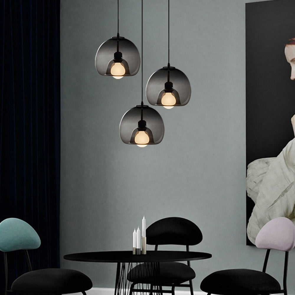 Valentina Luminaires Suspensions Globe Moderne LED Verre/Quincaillerie Ambre/Gris Fumé Salle à Manger/Salon - Neutralighting