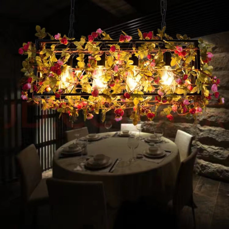 Silva Vintage LED Suspension Rose Métal Bois Salon Salle à Manger - Neutralighting