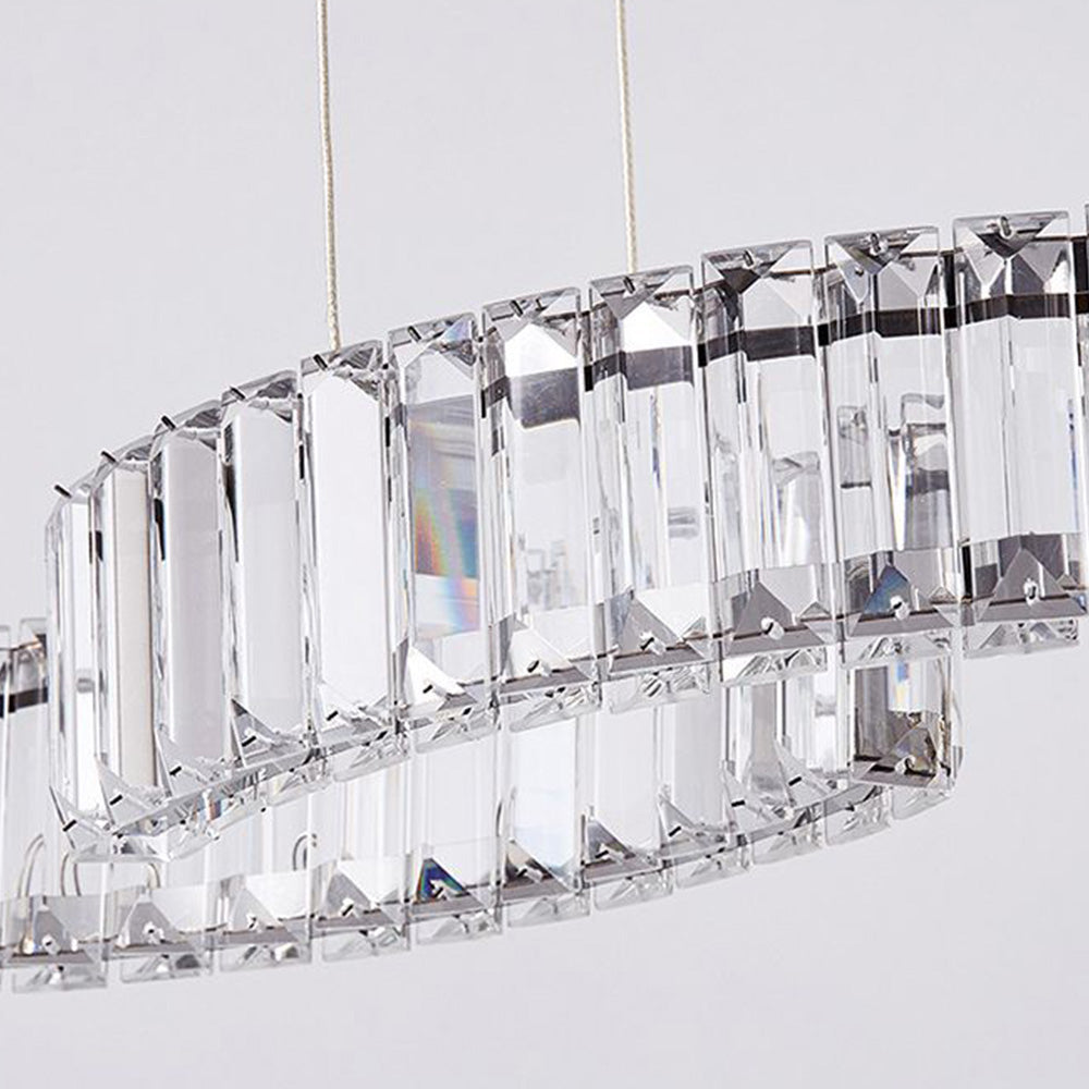 Kristy Luminaires Suspensions LED Wave Moderne Grande Cristal Métal Argent/Or Salon/Cuisine - Neutralighting