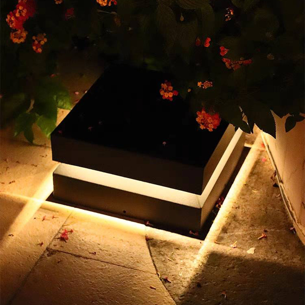 Ray Lampe de Poteau Rectangulaire Moderne, Métal, Noir, Cour - Neutralighting