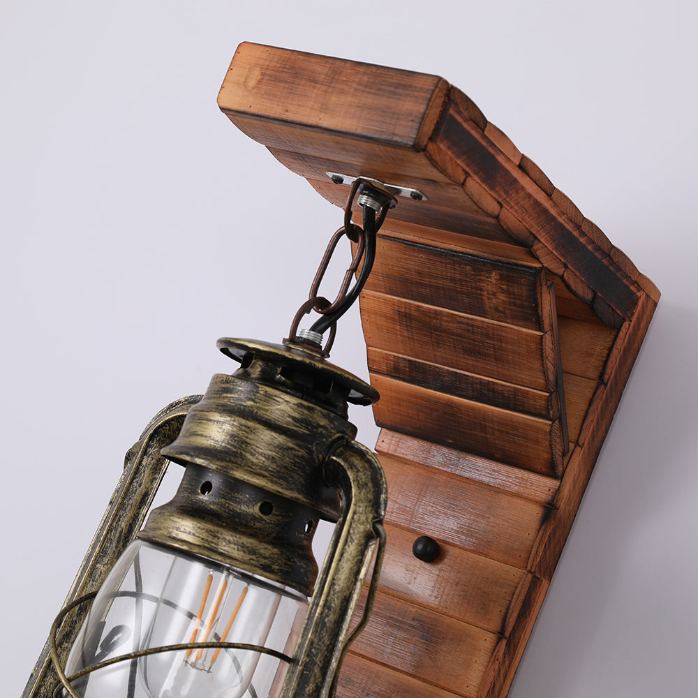 Epoch Applique Murale en Forme de Lantern, Métal et Bois, 12x40CM