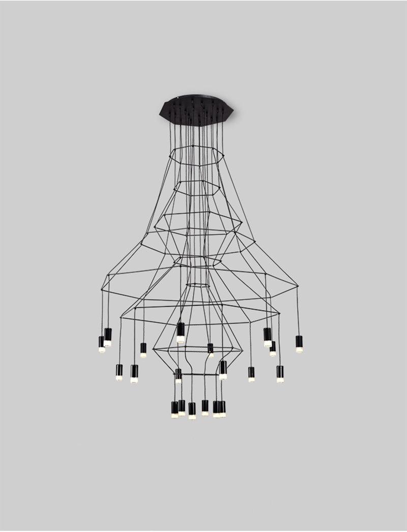 Lustra Chandelier Lignes Noir Structure Métallique LED - Neutralighting