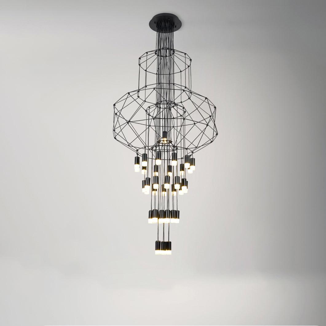 Lustra Chandelier Lignes Noir Structure Métallique LED - Neutralighting