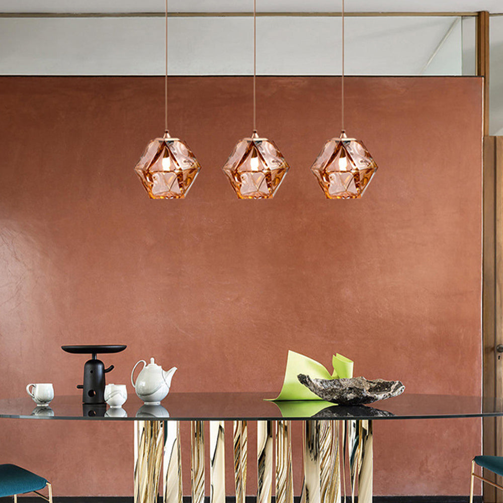 Valentina Polyèdre LED Suspension Métal Verre Cuisine Chambre à Coucher - Neutralighting