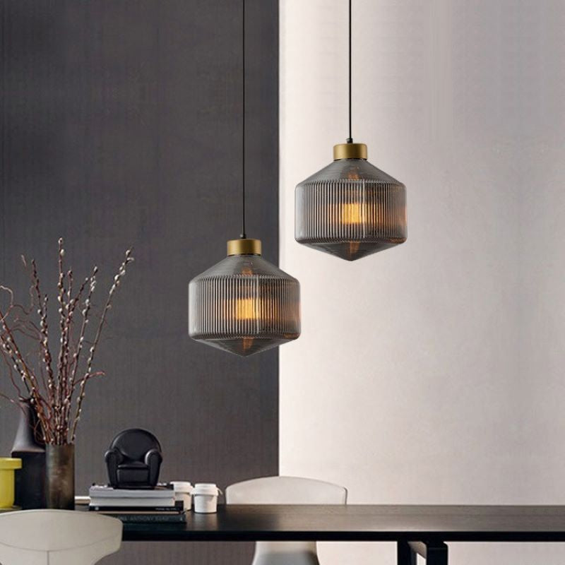 Valentina Suspension Luminaire Moderne LED Gris Fumé Verre Chambre - Neutralighting