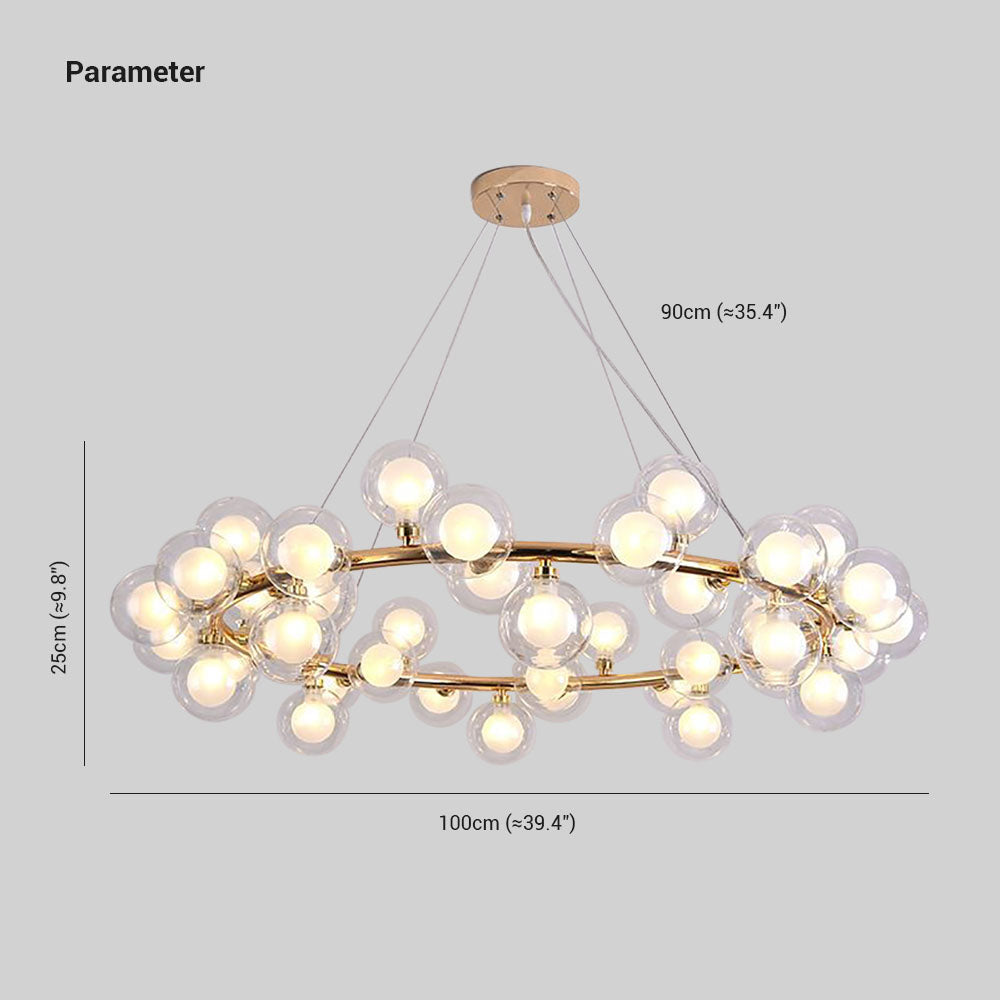 Valentina Luminaires Suspensions Design LED Art Deco Métal Verre Or Chambre à Coucher/Salon - Neutralighting