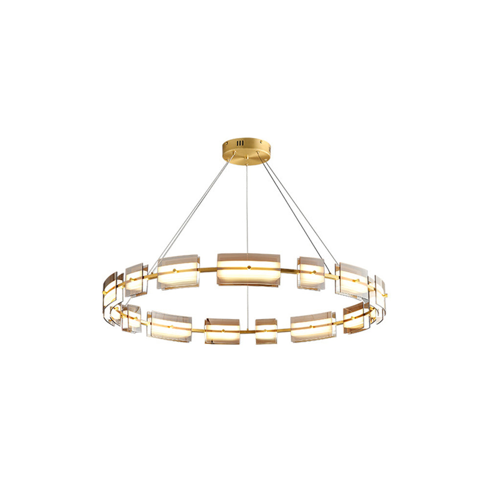 Arisha Suspension Anneau Simple, Cuivre/Verre, Noir/Or, Salon/Chambre - Neutralighting