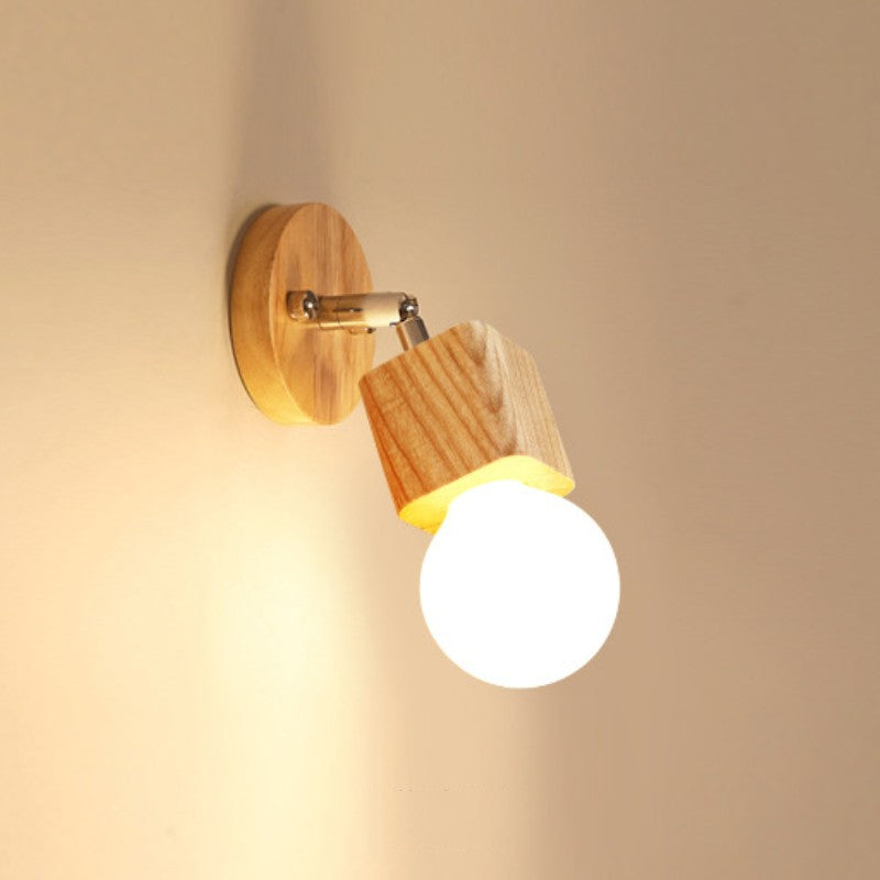 Winna Applique Murale LED Carrée Globe Réglable Naturelle Métal/Bois - Neutralighting