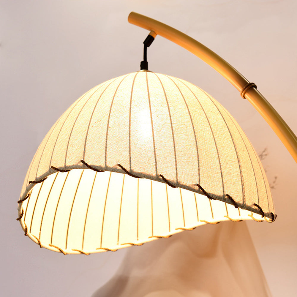 Muto Lampadaire Bambou Simple, Métal/Tissu, Blanc, Salon - Neutralighting
