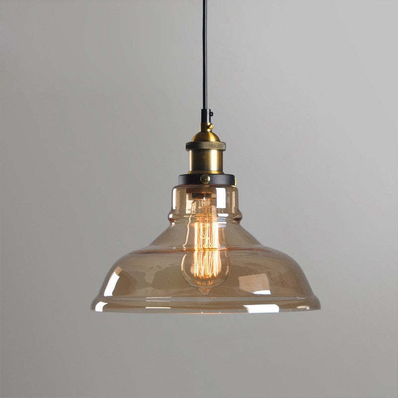June suspension Industriel en Verre. Clair/Ambre/Gris Fumé - Neutralighting