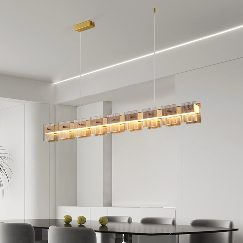 Arisha Suspension Carrée Urbaine, Cuivre/Verre, Doré, Salle de Bain/Chambre à Coucher - Neutralighting