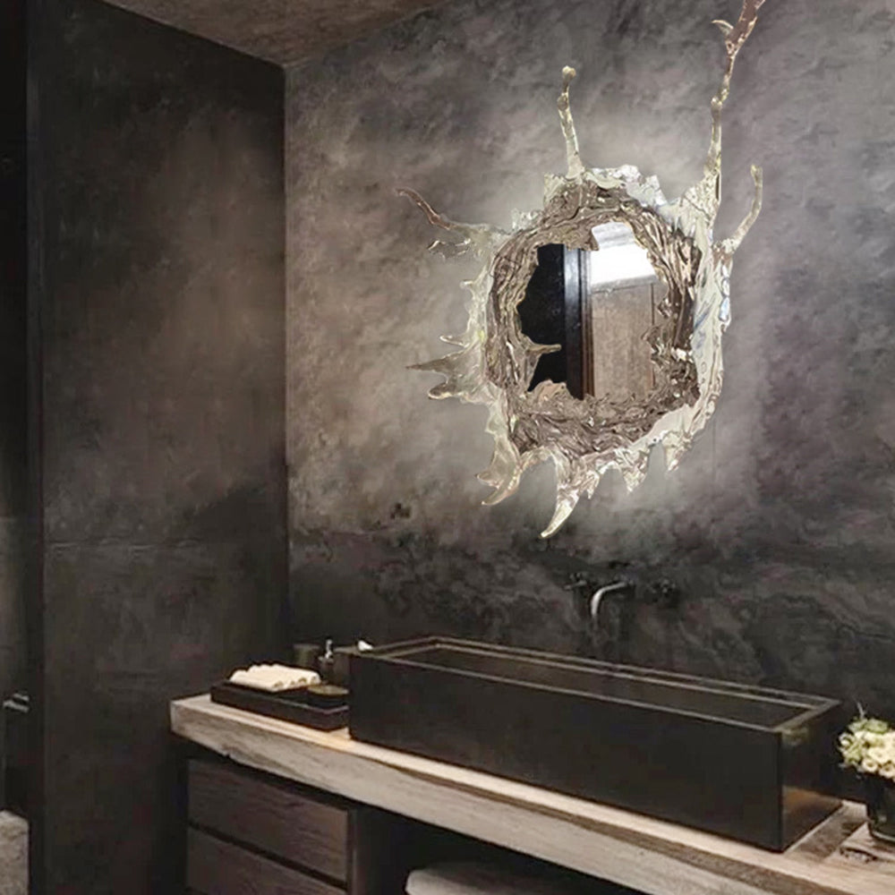 Kristy Applique Murale Rond Moderne, Résine/Métal, Or/Argent, Salle de Bain - Neutralighting