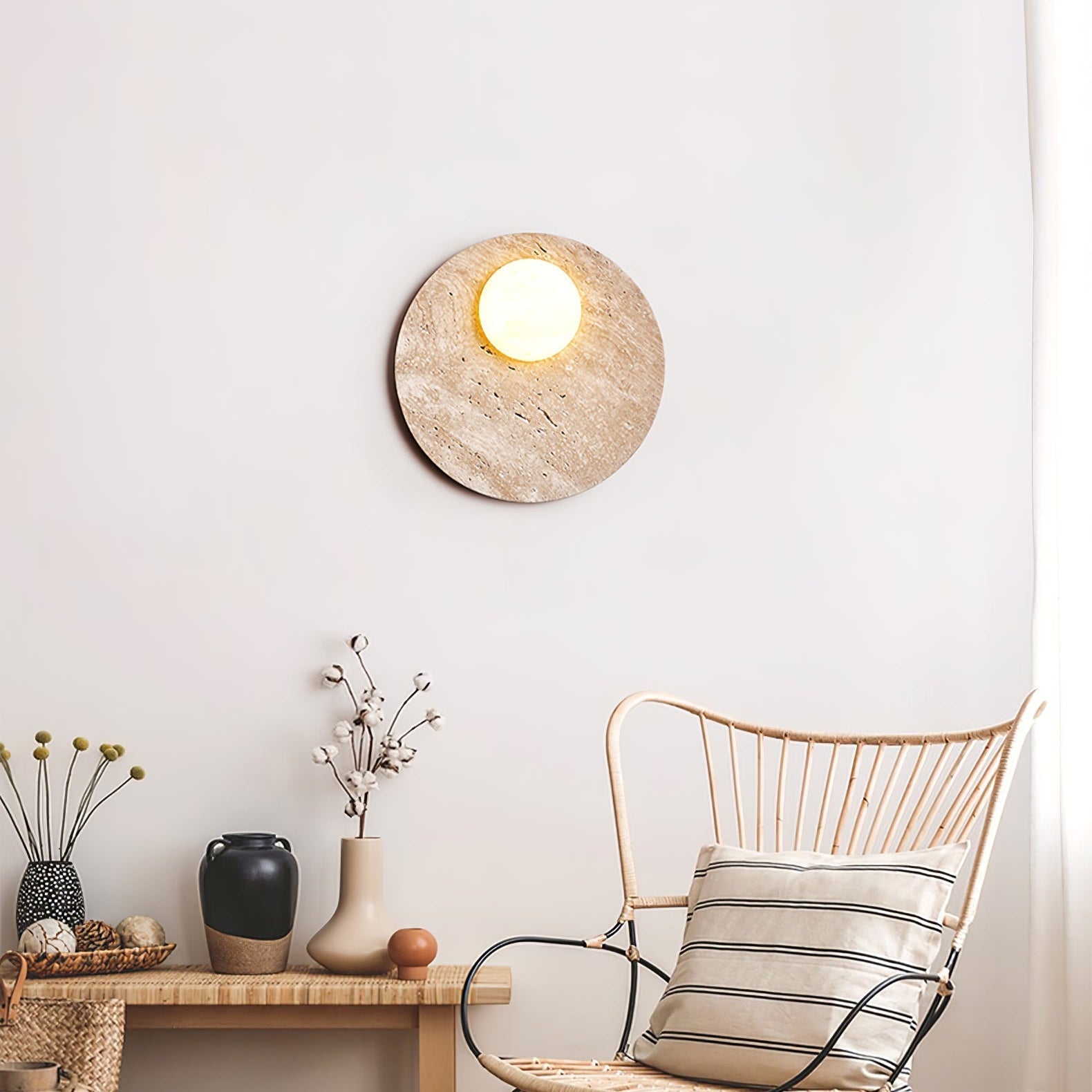 Vizoriel Applique Murale Élégante en Travertin - Neutralighting