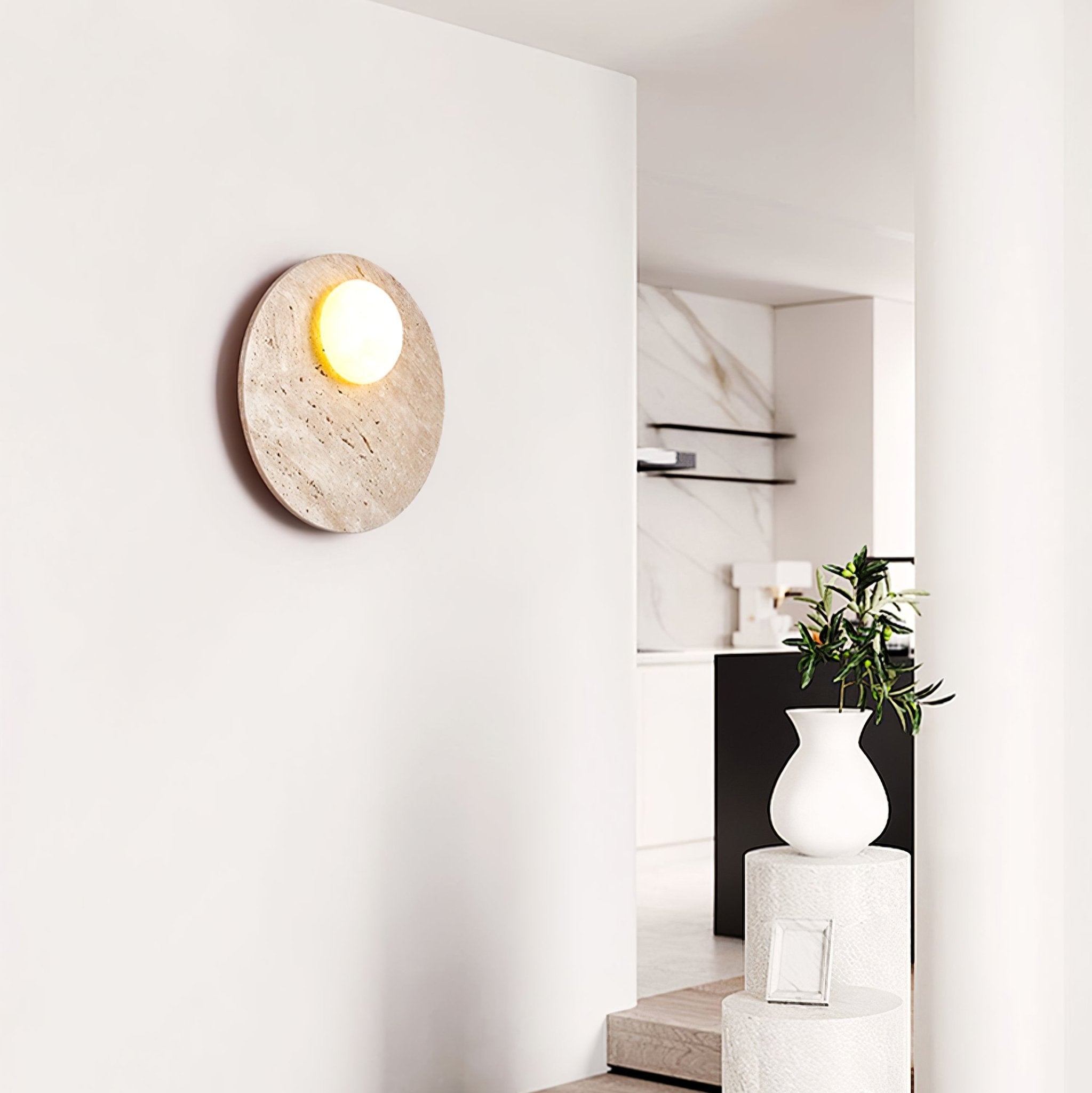 Vizoriel Applique Murale Élégante en Travertin - Neutralighting
