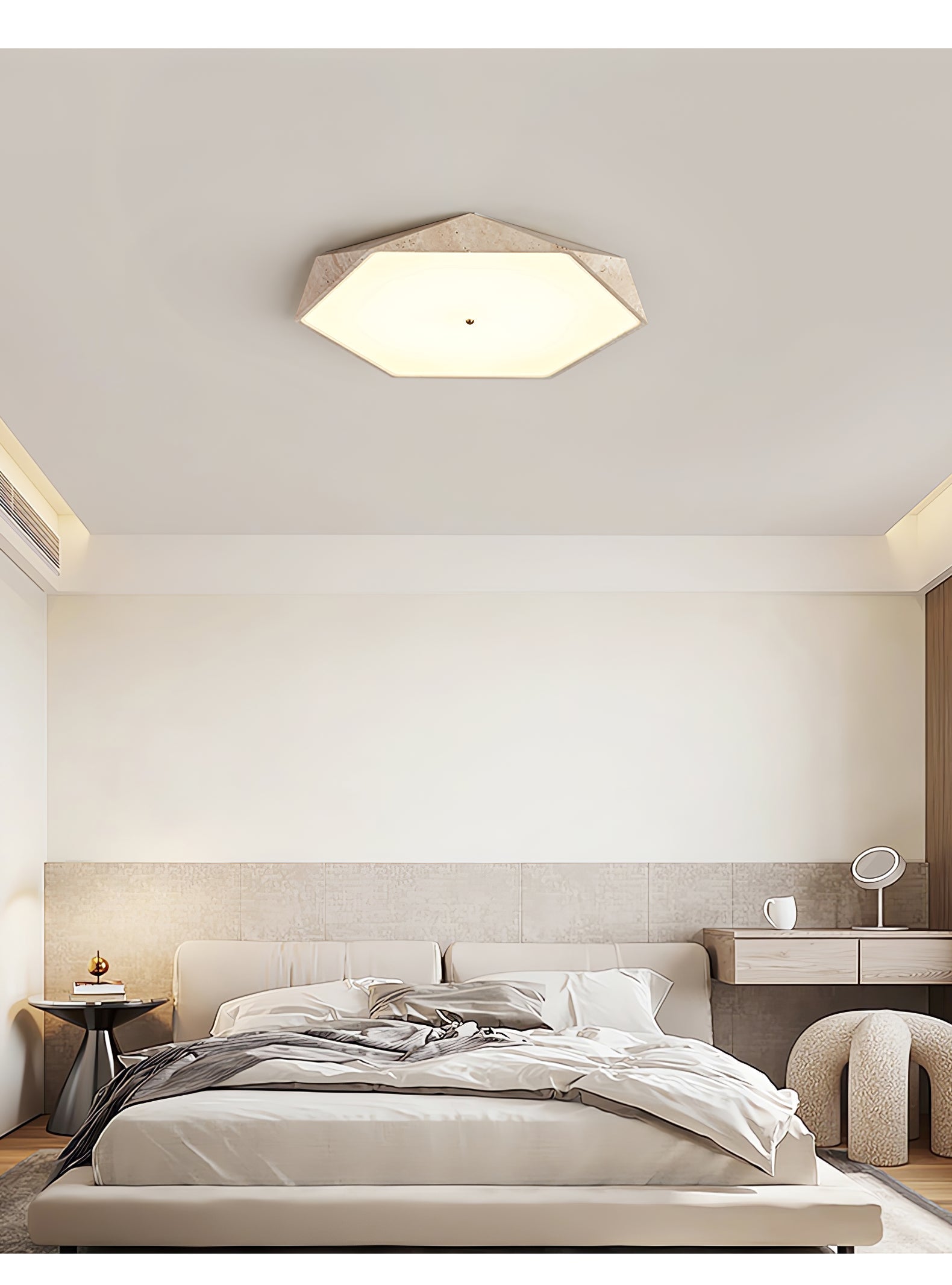 Hexagonal Lumière de Plafond Élégante en Travertin - Neutralighting