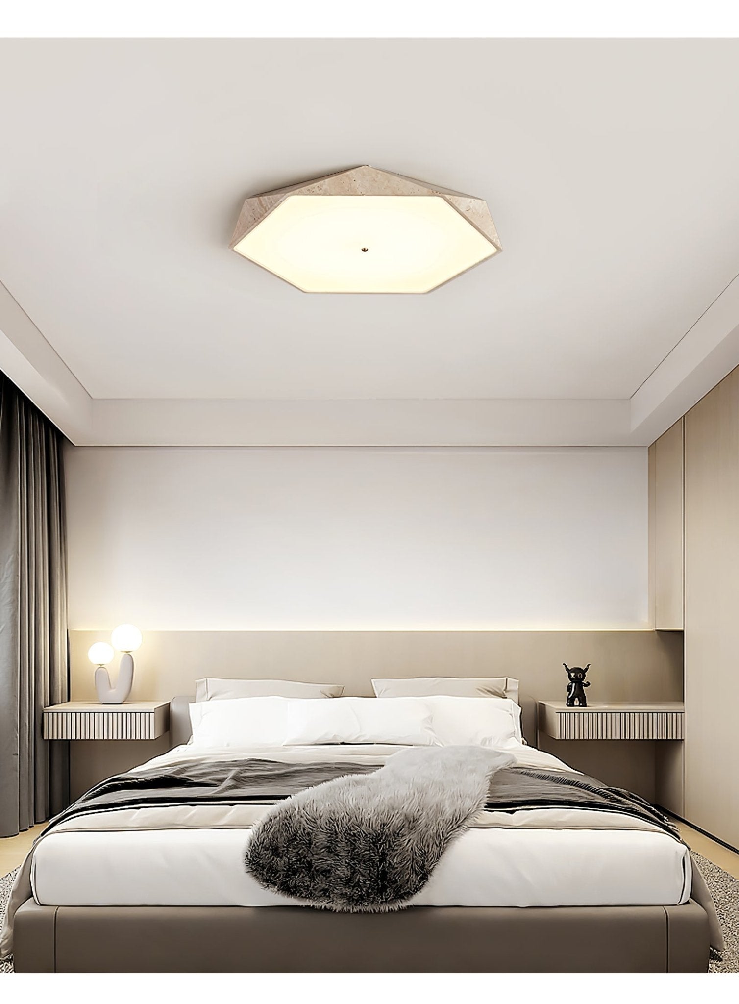 Hexagonal Lumière de Plafond Élégante en Travertin - Neutralighting
