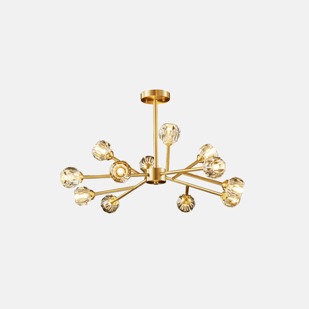 Valentina Luminaires Suspensions Multi Balle Moderne Cuivre/Cristal Noir/Doré Salon/Salle à Manger