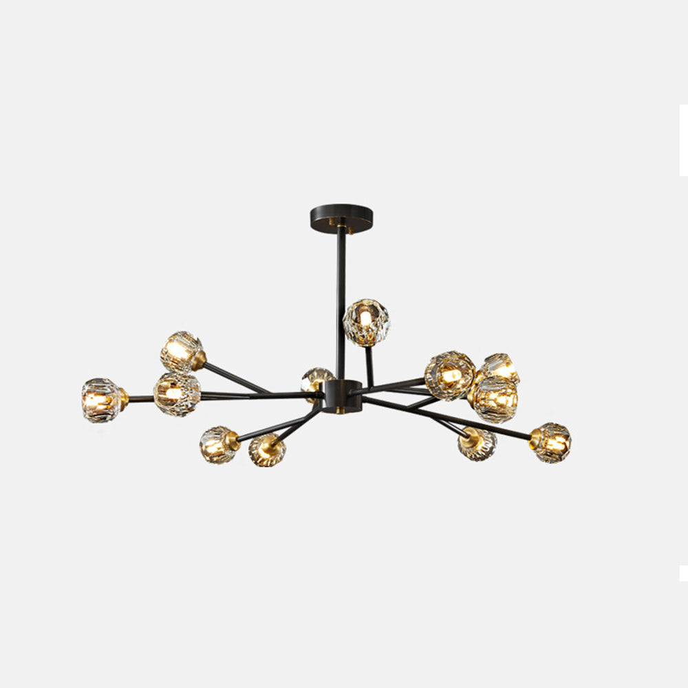 Valentina Luminaires Suspensions Multi Balle Moderne Cuivre/Cristal Noir/Doré Salon/Salle à Manger