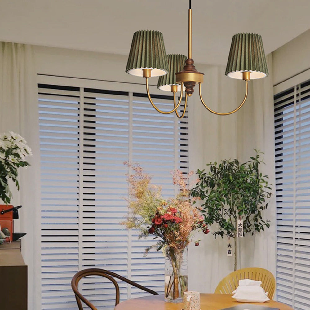 Silva Lustre Vintage, Métal/Tissu, Blanc/Vert, Salle à Manger/Salle à Séjour - Neutralighting