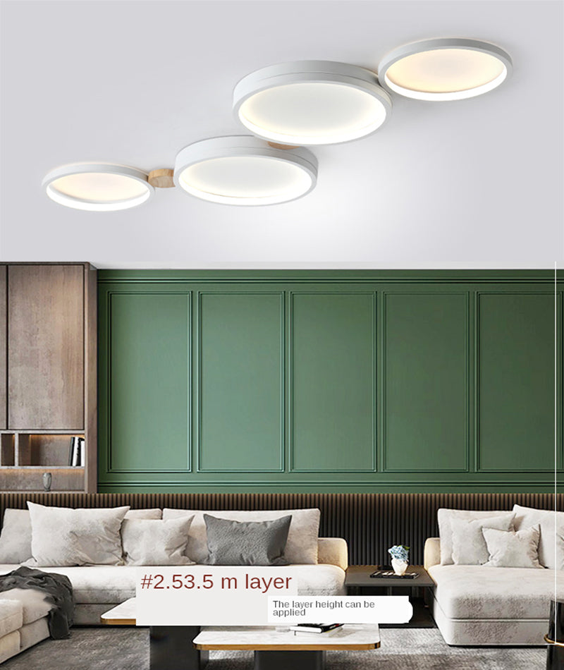 Fylo Plafonnier Rond Moderne. Métal/Bois. Blanc/Gris/Vert. Salon - Neutralighting
