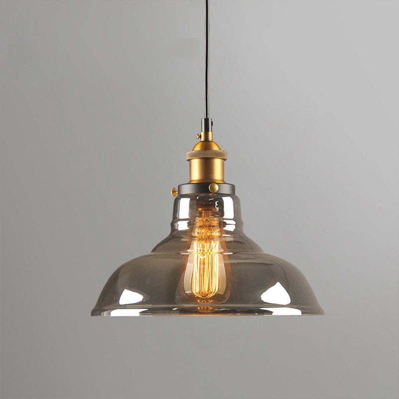 June suspension Industriel en Verre. Clair/Ambre/Gris Fumé - Neutralighting