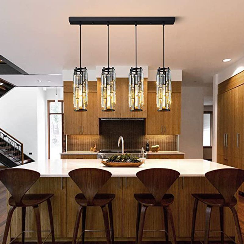 Kristy Suspension Cylindre/Multi Cristal, Métal/Cristal, Doré/Noir, Salon - Neutralighting