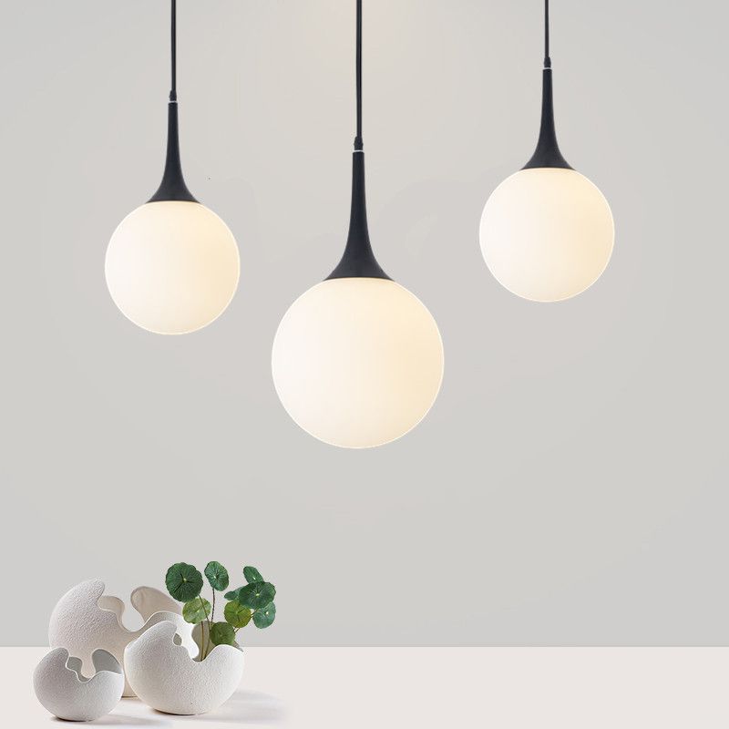 Valentina Simple LED Suspension Blanc/Noir Verre Chambre à coucher Salon - Neutralighting