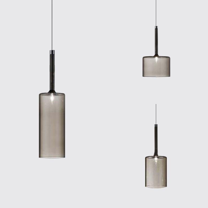 Priya Lustre Suspension Moderne Minimaliste Verre Clair/Gris Bar - Neutralighting