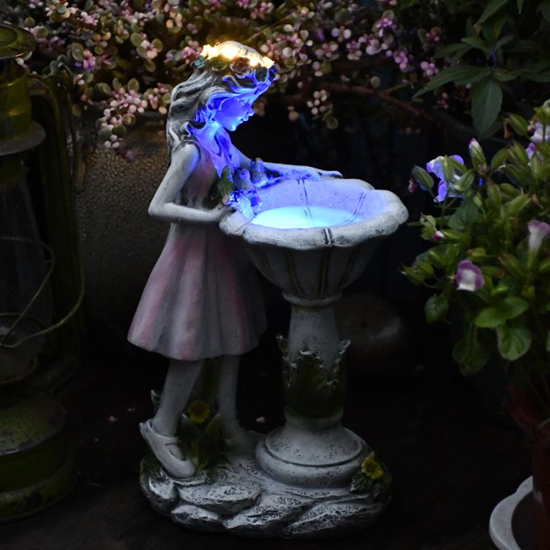Aria Lampadaire Fille Arc Deco, Résine, Rose, Extérieur - Neutralighting