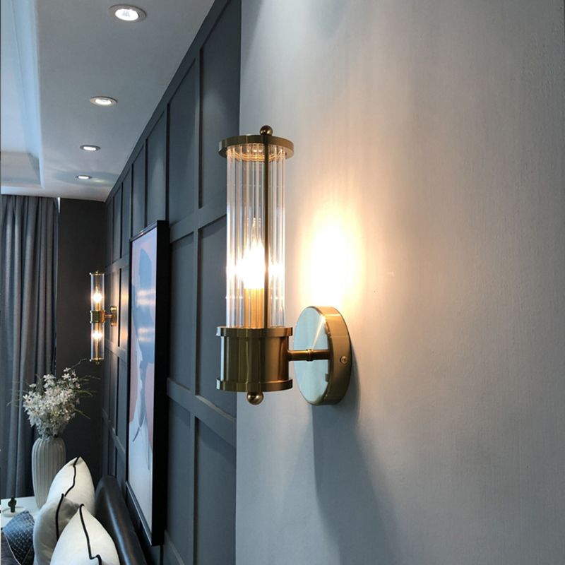Tyra LED Applique Murale Cylindrique Vintage Métal/Verre Or - Neutralighting