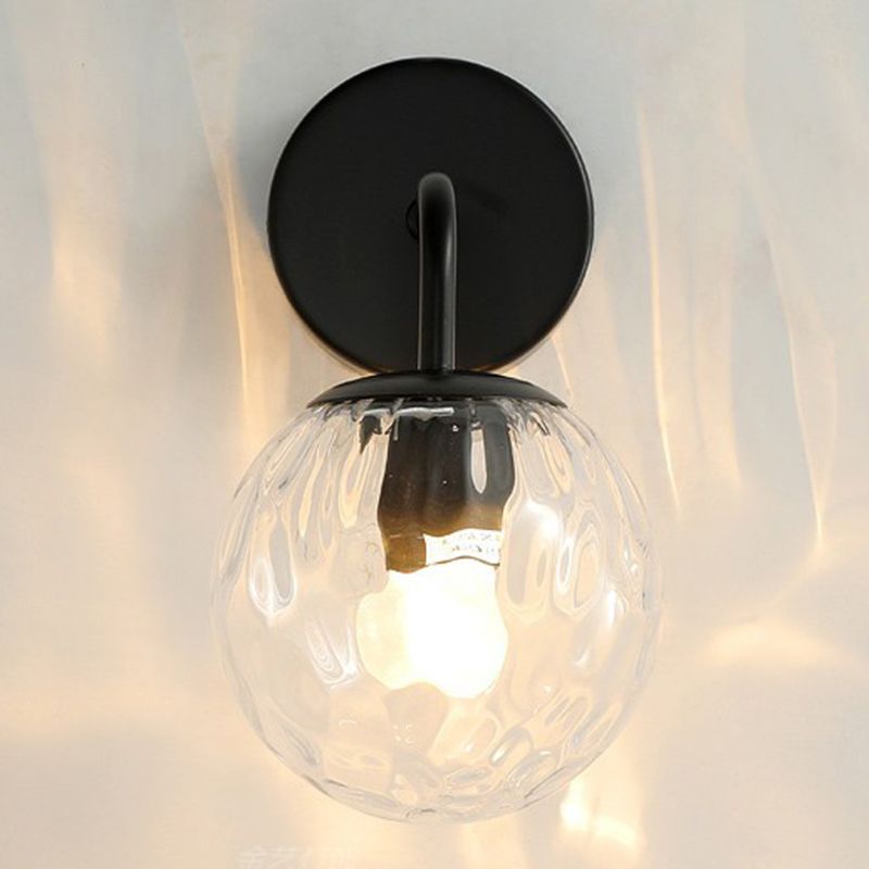 Valentina Applique Murale Boule Scandinave, Métal/Verre, Noir/Or, Salle à Manger - Neutralighting