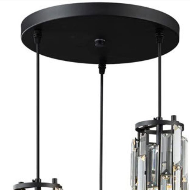 Kristy Suspension Cylindre/Multi Cristal, Métal/Cristal, Doré/Noir, Salon - Neutralighting