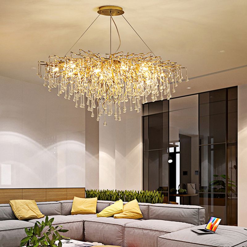 Arisha Lustre Fleur Luxueux, Metal/Cristal, Or, Salon
