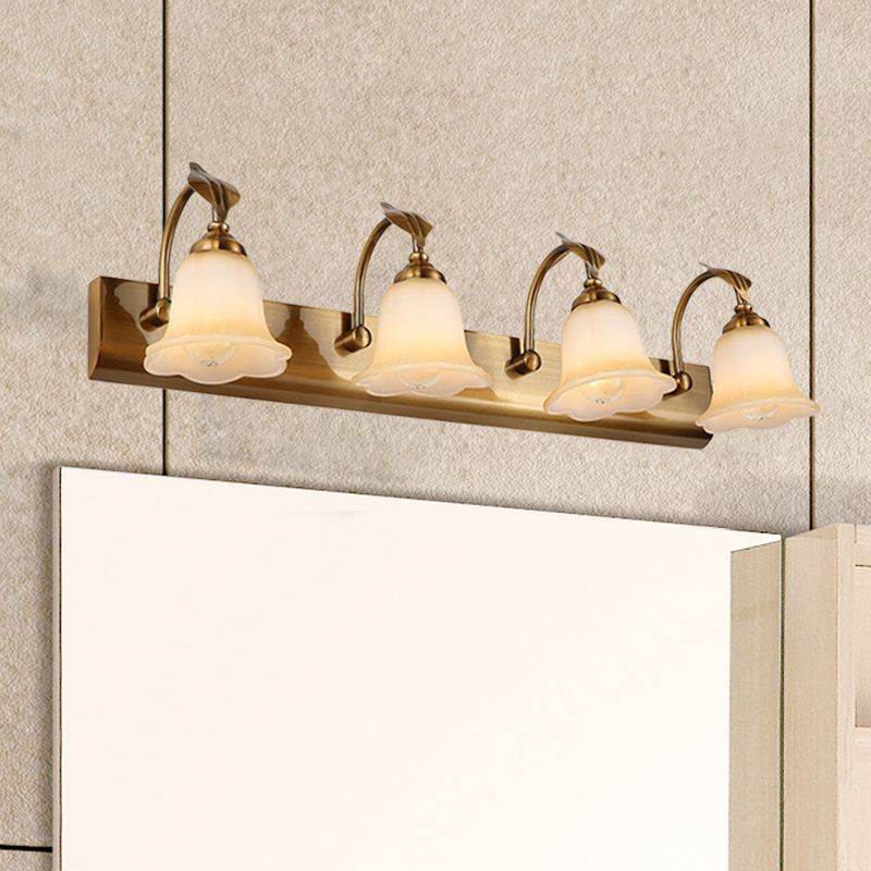 Ray Applique Murale Miroir Fleur Rétro, Métal/Verre, Or, Salle de Bain - Neutralighting