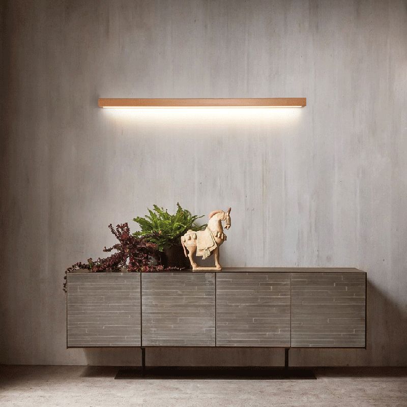 Dwyn Applique Murale Miroir Linéaire Minimaliste Bois Salon